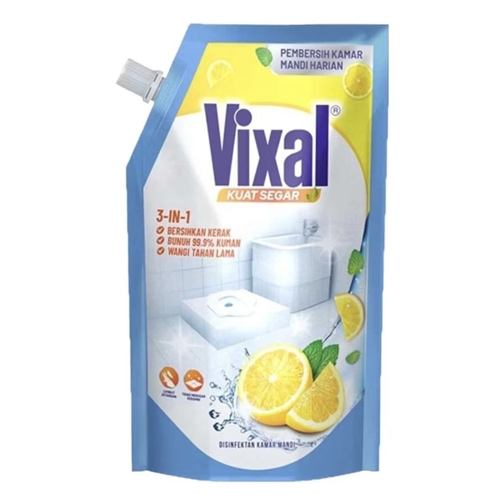 Vixal Kuat Segar Pembersih Kamar Mandi Lemon Refill 600 ml