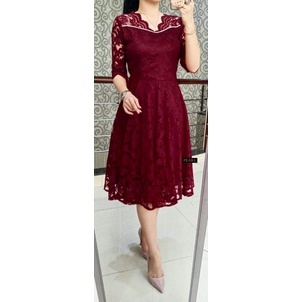 IF Dres Semi Brukat/Baju Pesta Wanita Kekinian/Tunik Renda ViraL/DRESS KEBAYA PESTA