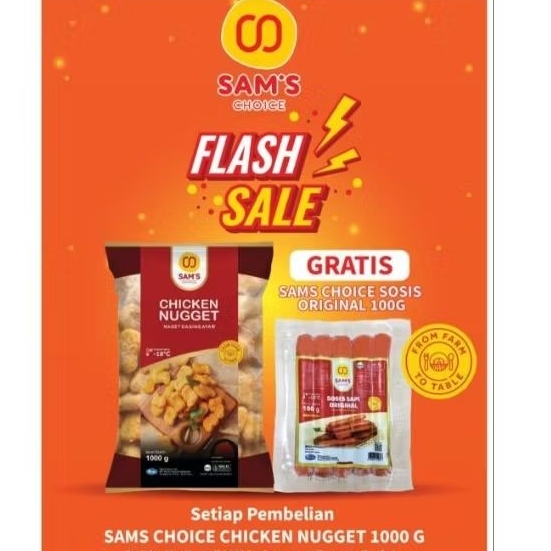 

Nugget Sam's 1kg Free Sosis Sapi 100g