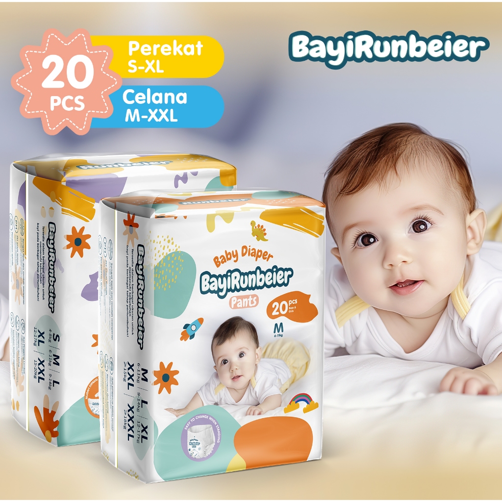 Penjualan pabrik Bayi Celana Popok Sekali Perekat NBS20/M20/L20/XL20/XXL20 Tipis Lembut Anti Bocor 3