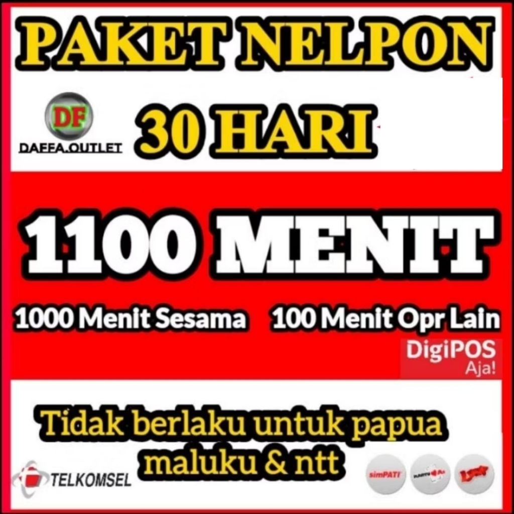 TELKOMSEL PAKET NELPON / PAKET TELPON 1100 MENIT  SIMPATI AS LOOP