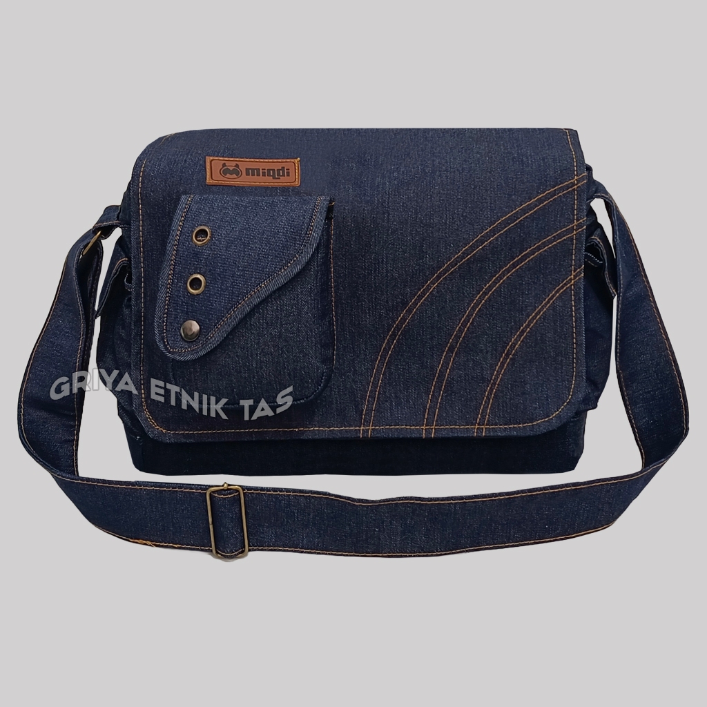 Tas Selempang Pria Denim Slempang Soren Cowok Miqdi Bahan Jeans