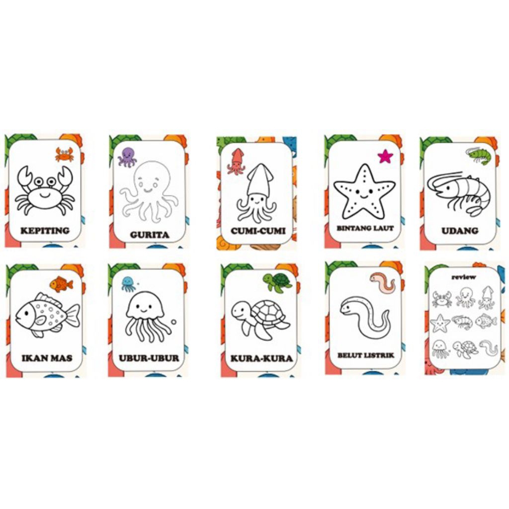 

Lembar Mewarnai Hewan Laut Anak TK PAUD Ukuran A5 - Edukasi Binatang Laut Lucu
