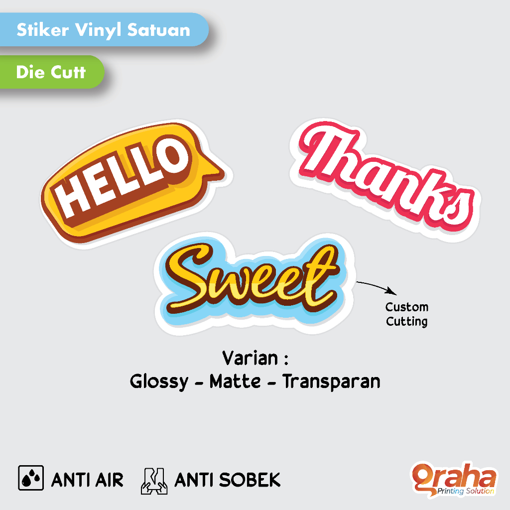 

Cetak Stiker Vinyl Glossy / Doff / Transparant Satuan