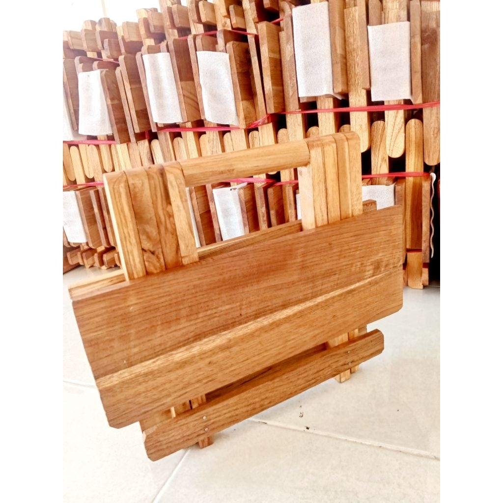 Meja Lipat portable Atau Rehal kayu Jati Full, Meja Lipat Kayu jati plitur