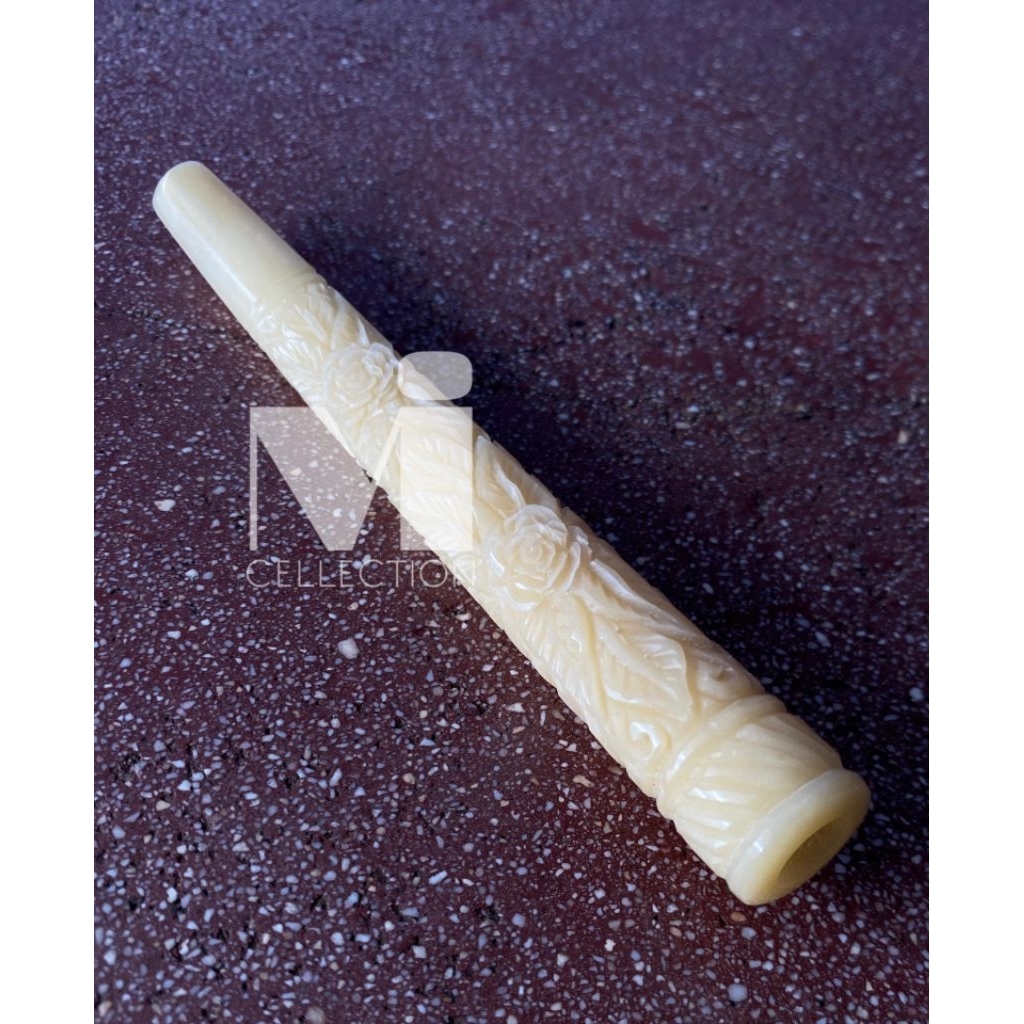 once pipa rokok, tulang sapi premium,motof ukir bunga, ukuran 12-13 cm, lubang universal segala jeni