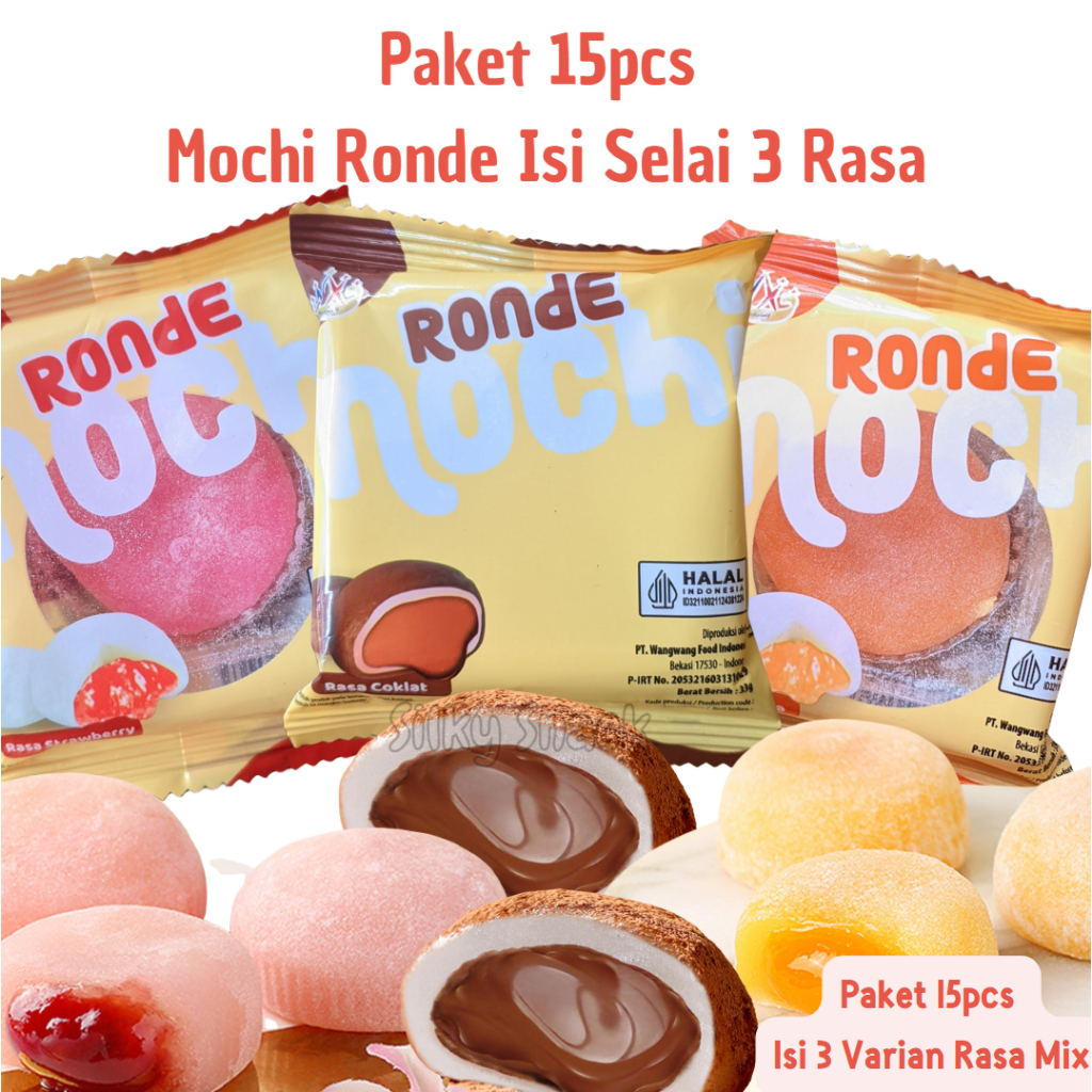 

Mochi Ronde Isi Selai 15pcs Mix Rasa – Coklat, Strawberry, Mangga | Cemilan Tradisional Kekinian