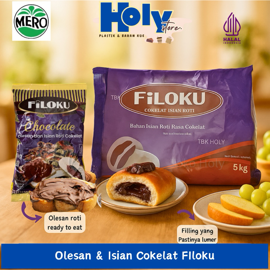 

Selai Isian Coklat Filoku 1kg 250 gr– Cokelat Kental & Lumer, Cocok untuk Roti, Kue, Donat