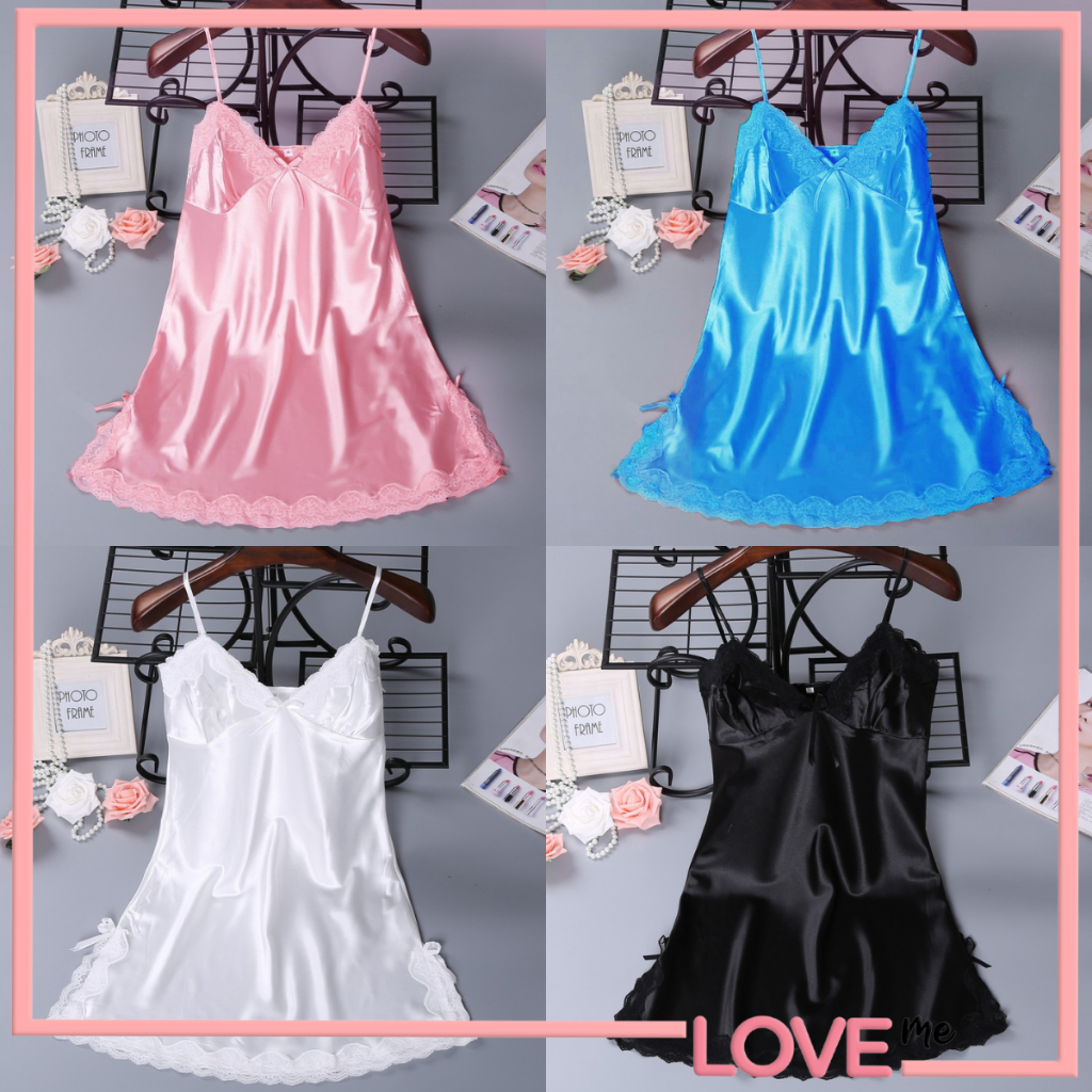 LOVEme Lingerie Lace Mesh Babydoll Sexy Bahan Polyester / Lingerie Dress Sexy V-Neck Model Korea Tan