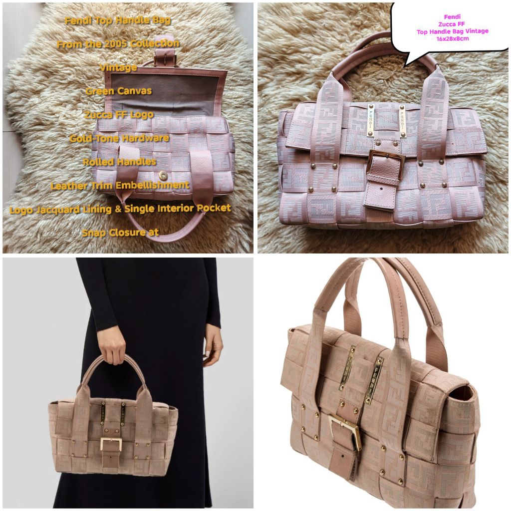 FendiZucca FF Top Handle Bag Vintage / pre loved bag Fendi / hand bag wanita
