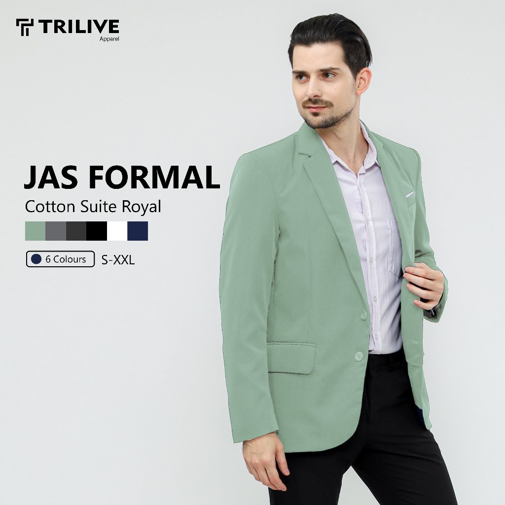 TRILIVE - Blazer Pria Smart Casual Jas Slimfit Korean Style