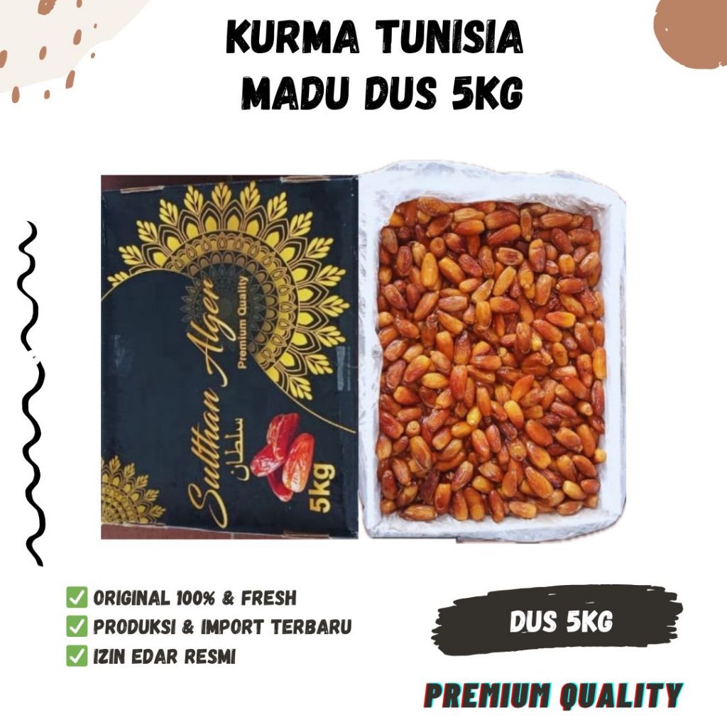 

KURMA TUNIS MADU DUS 5KG Deglet Nour of Tunisia 5 kg Tanpa Non Tangkai Korma Dates Alger Algeria
