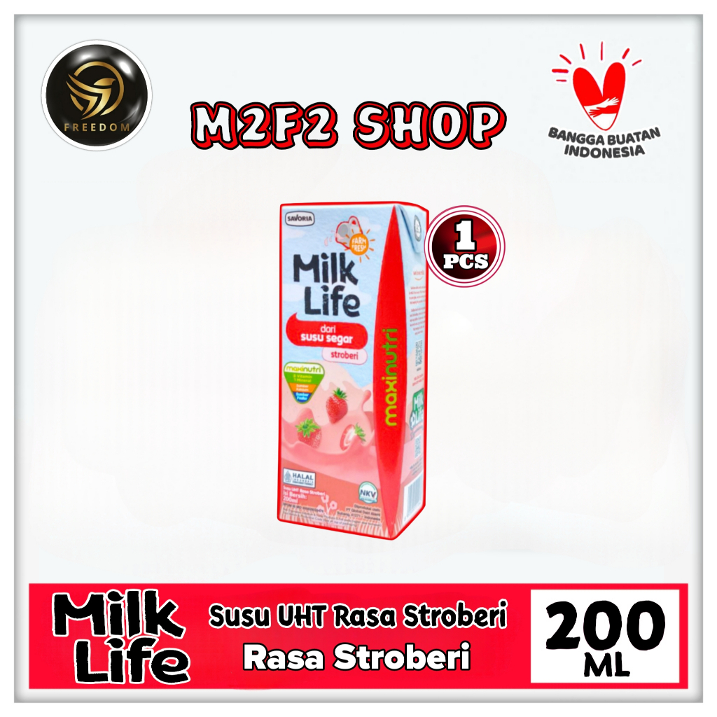 

Milk Life Susu Segar Rasa Stroberi Kotak UHT | Strawberry - 200 ml (Kemasan Satuan)