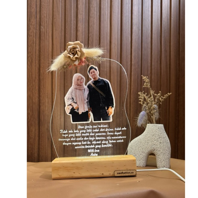 Lsp - CUSTOM lampu led akrilik flower hadiah pajangan kado wisuda hadiah pernikahan souvenir custom