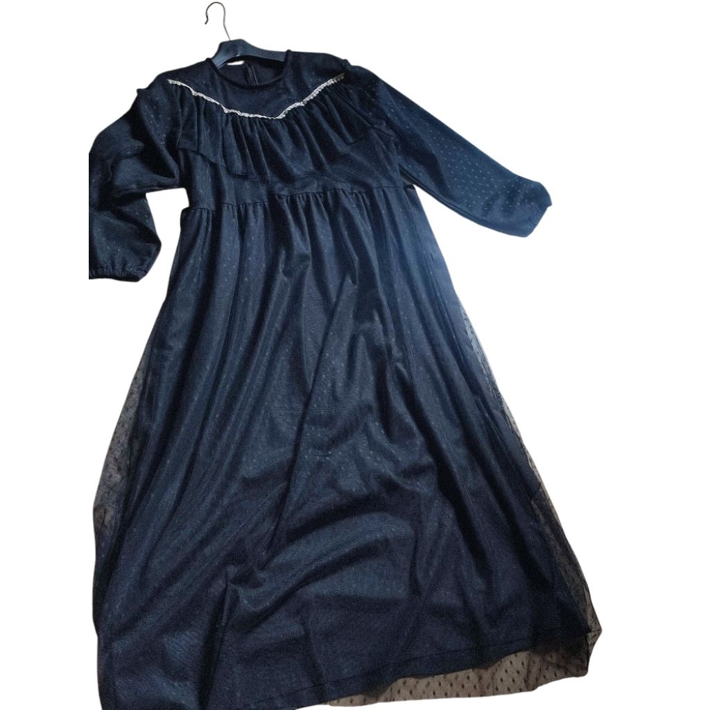 preloved dress tile//gamis tile//gamis lucu//gamis hitam//midi dress//midi tile//baju lebaran//gamis