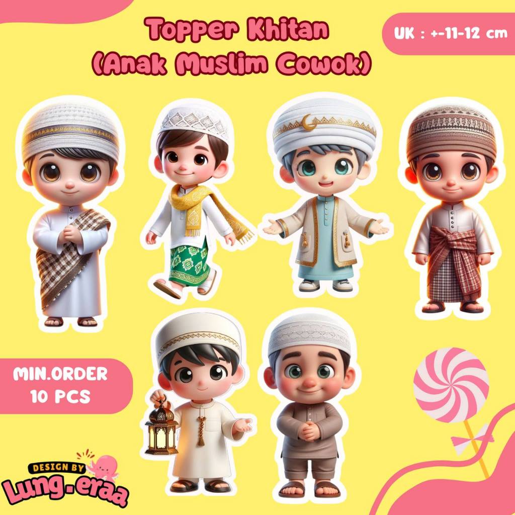 Topper ANAK KHITAN /Topper Anak SUNAT/ TOPPER BUCKET KHITANAN / topper khitan Hiasan kue/ Topper Khi