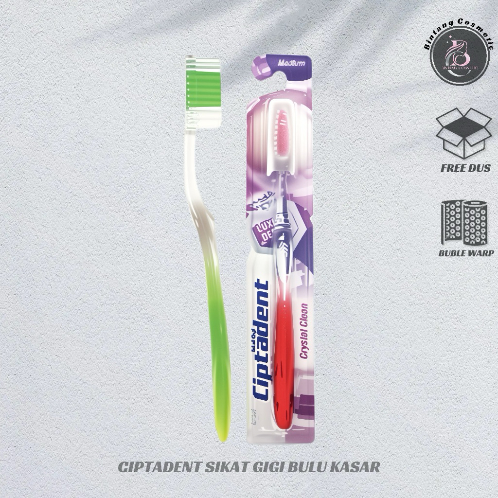Ciptadent Crystal Clean Sikat Gigi Isi 1 , Sikat Gigi Bulu Soft & Medium Ciptadent