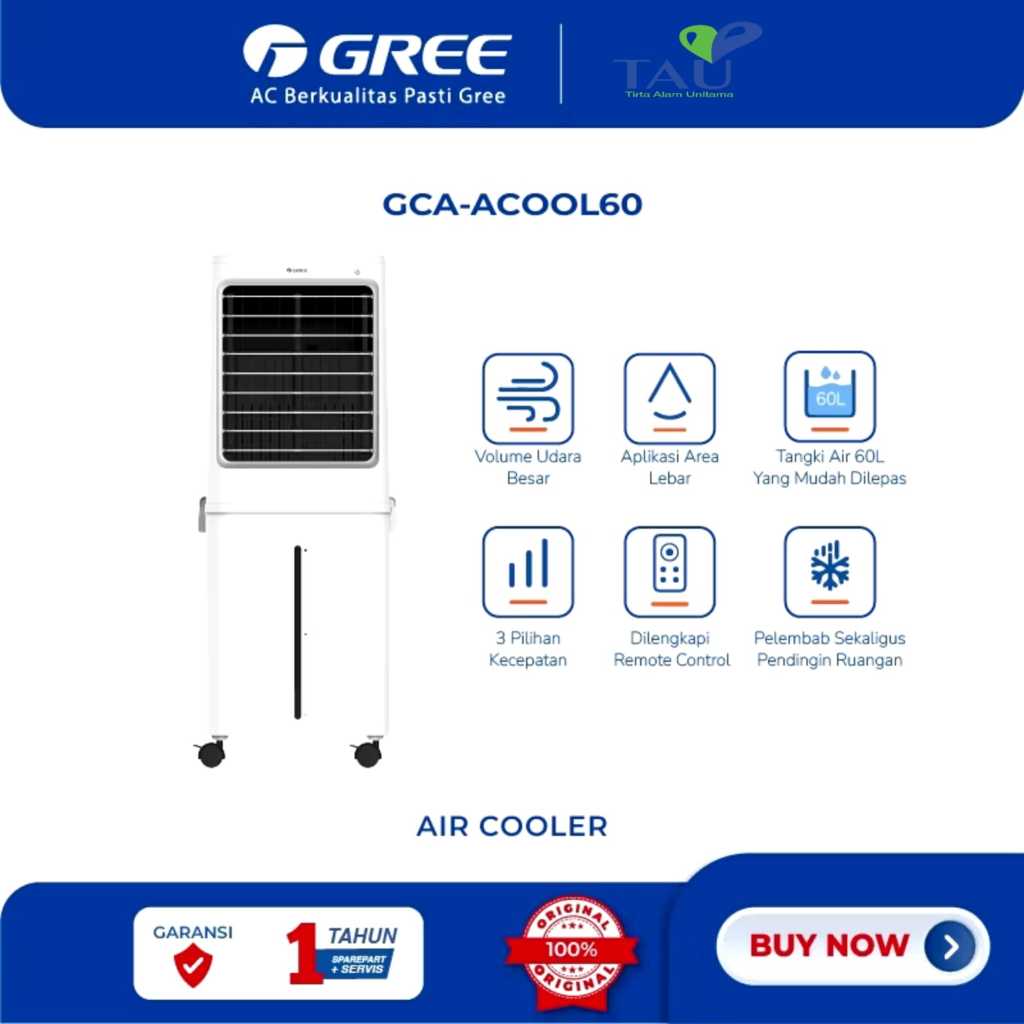 GREE Air Cooler Model GCA-ACOOL60 - with Honeycomb + pra-filter - Penyejuk - Humidifier -Tangki 60L