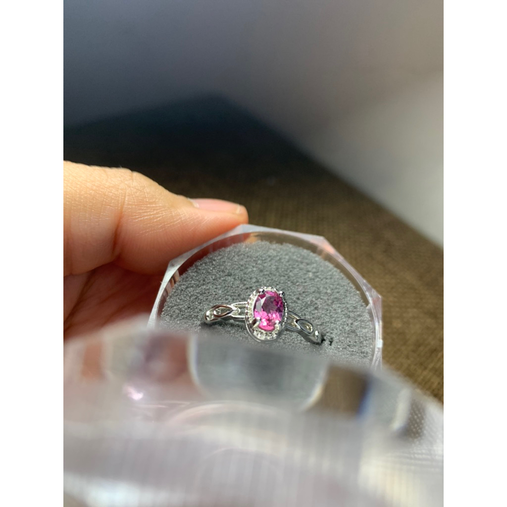 Cincin Cooper dengan batu alam pink tourmaline