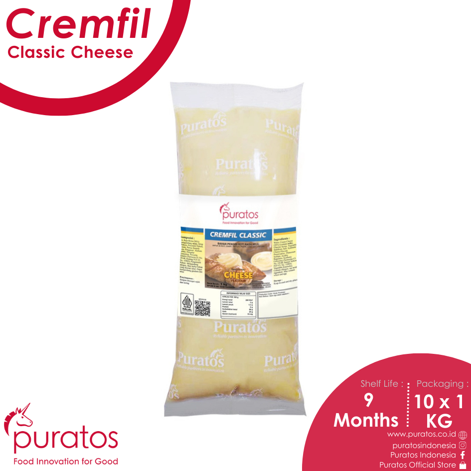 

Puratos Cremfil Classic Cheese / Cream (Krim) Filling Siap Pakai Rasa Keju - 10x1Kg
