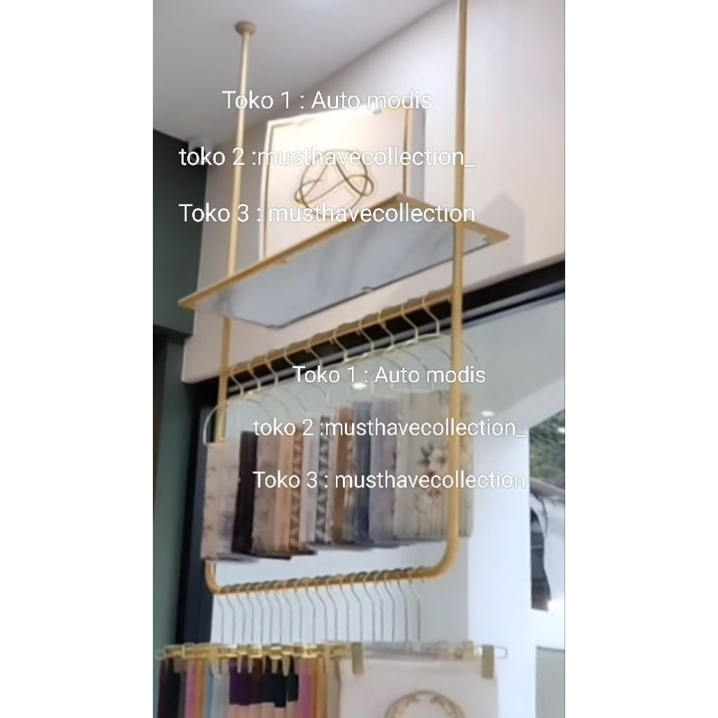 GAWANG GANTUNG TEMBOK ATAS DINDING BOR HANGER INTERIOR BUTIK TOKO BAJU PAKAIAN MUSLIM MALL ETALASE D