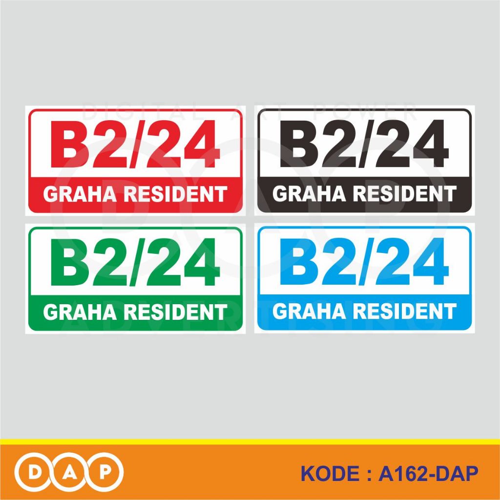 

A162 - Acrylic Sign, Stiker Akrilik Nomor Rumah, Tahan Air, Termurah, dan Bisa Custom