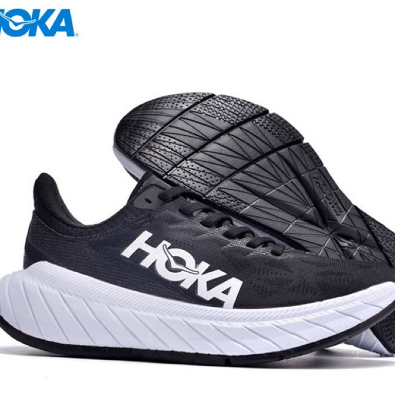 Sepatu Hoka Carbon X2 Road Running Shoes - Black White