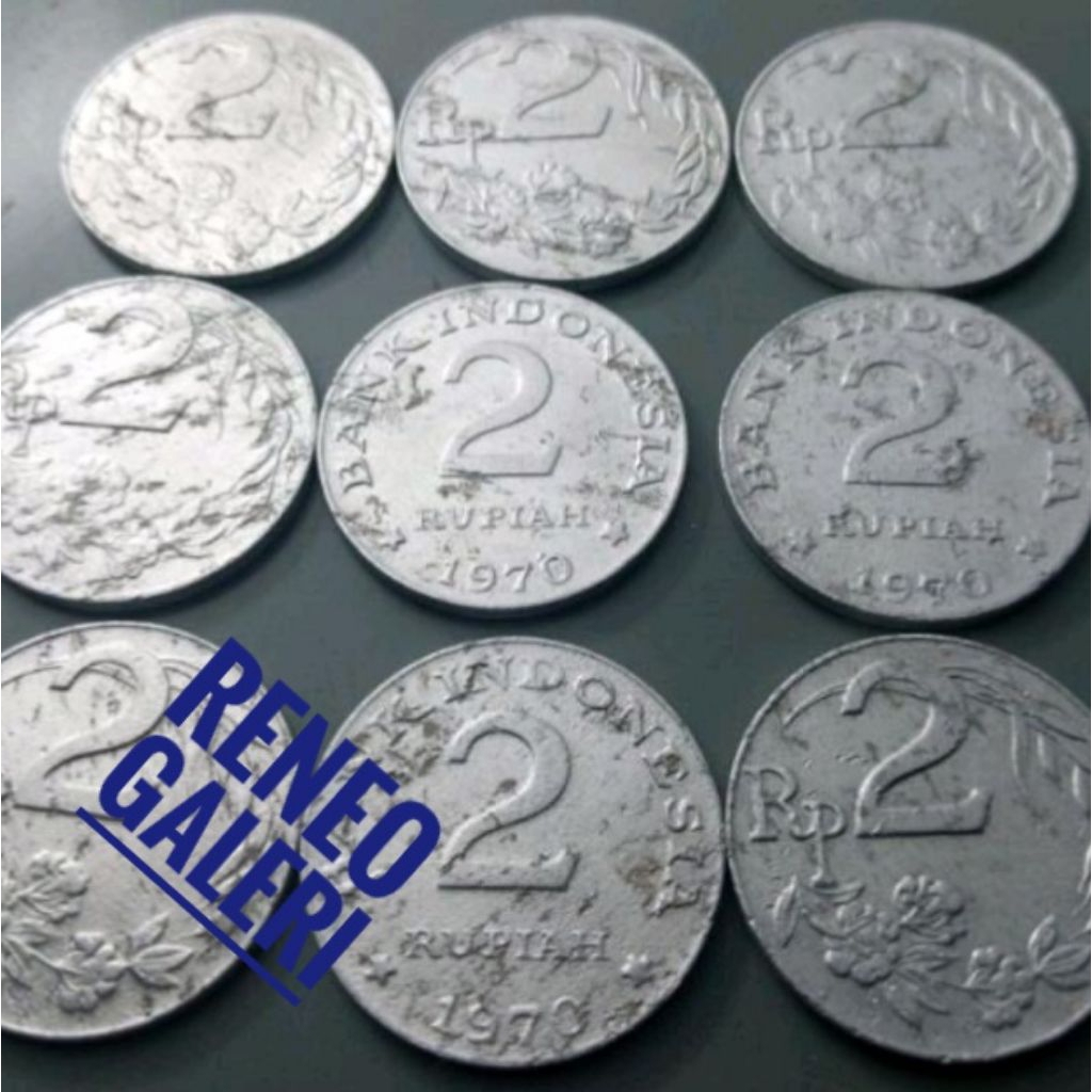 Koin Rp 2 Rupiah tahun 1970 Padi kapas Korosi Uang Kuno logam Indonesia