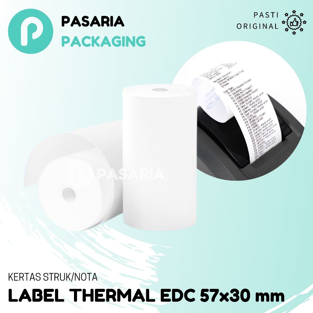 

Kertas Struk/Nota/Thermal Paper Rol 57x30 mm Kertas EDC Termal Printer Mini Bluetooth