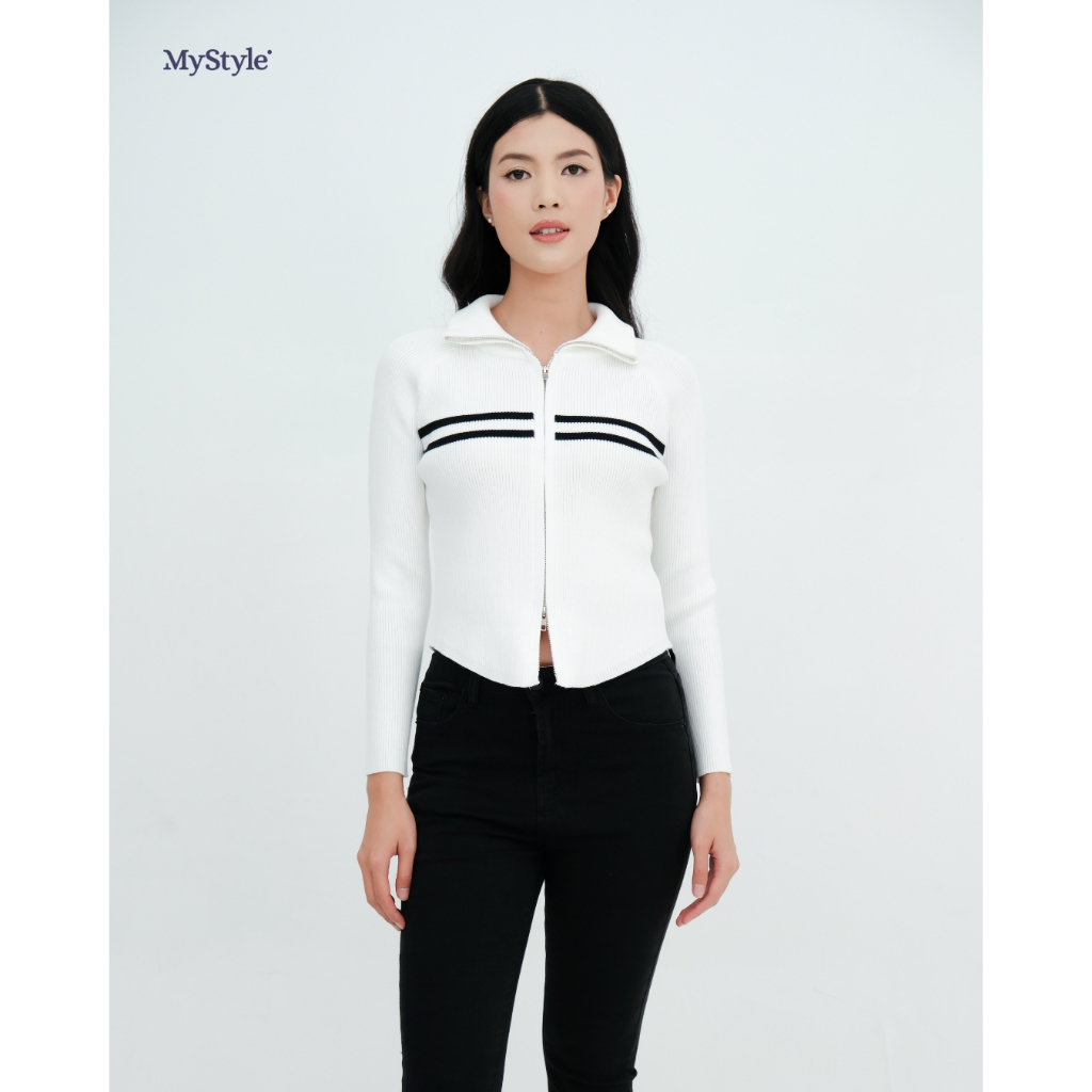 MyStyle Wilona Knit Jacket | Rajut Premium List Resleting Double | Hello Spring | mystylefashion.id