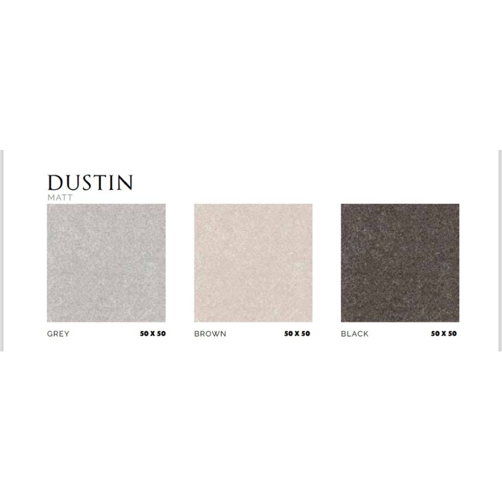 KERAMIK MERK PLATINUM TIPE DUSTIN GREY BROWN BLACK UKURAN 50X50 WARNA ABU, CREAM, HITAM PERMUKAAN TE