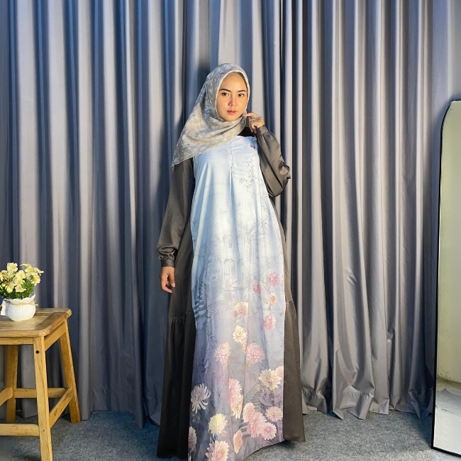 gamis alyzea bahan satin silk allsize LD120