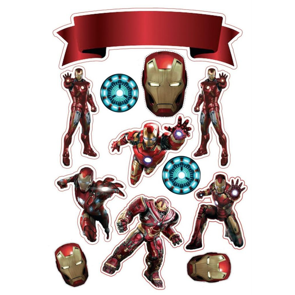 Topper Iron Man/ Topper Cake Happy Birthday / Hiasan Kue Ulang tahun/Kue Tar/Hiasan Buket
