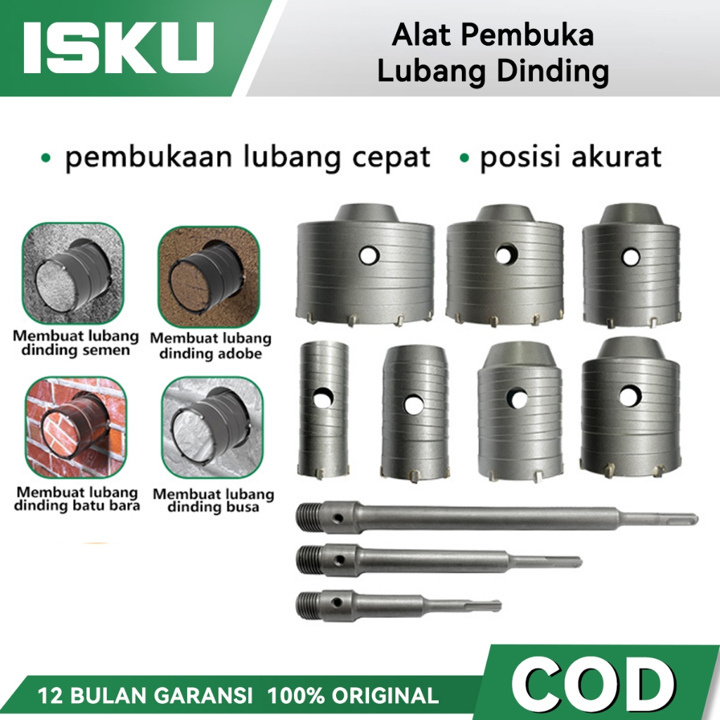 ISKU Mata Bor Hole Saw Lubang Tembok Beton Hole Saw Hollow Core Hole Saw Pelubang Beton Tembok Pipa