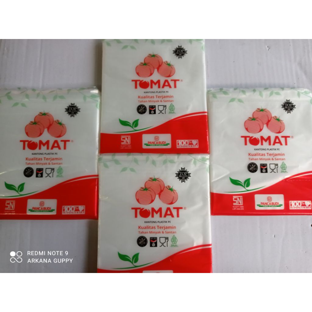 Plastik PE 13x30cm merk tomat / plastik PE packing ikan dll
