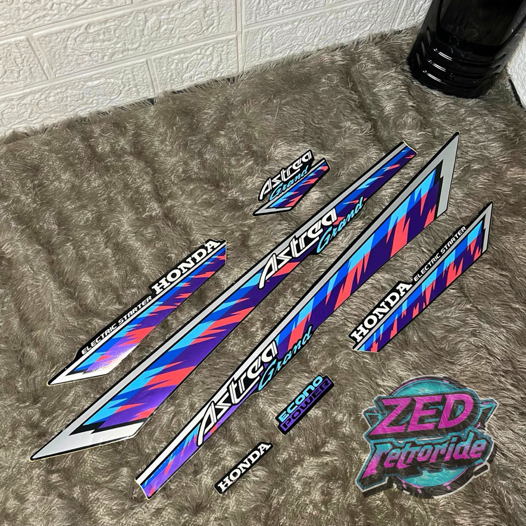 striping honda astrea grand 1993 sirip warna biru ungu