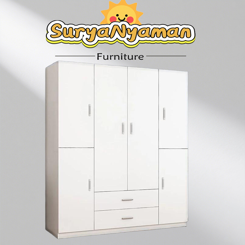 【COD】 lemari pakaian besar 6 pintu, lemari penyimpanan pakaian, laci lemari pakaian kombinasi, lemar