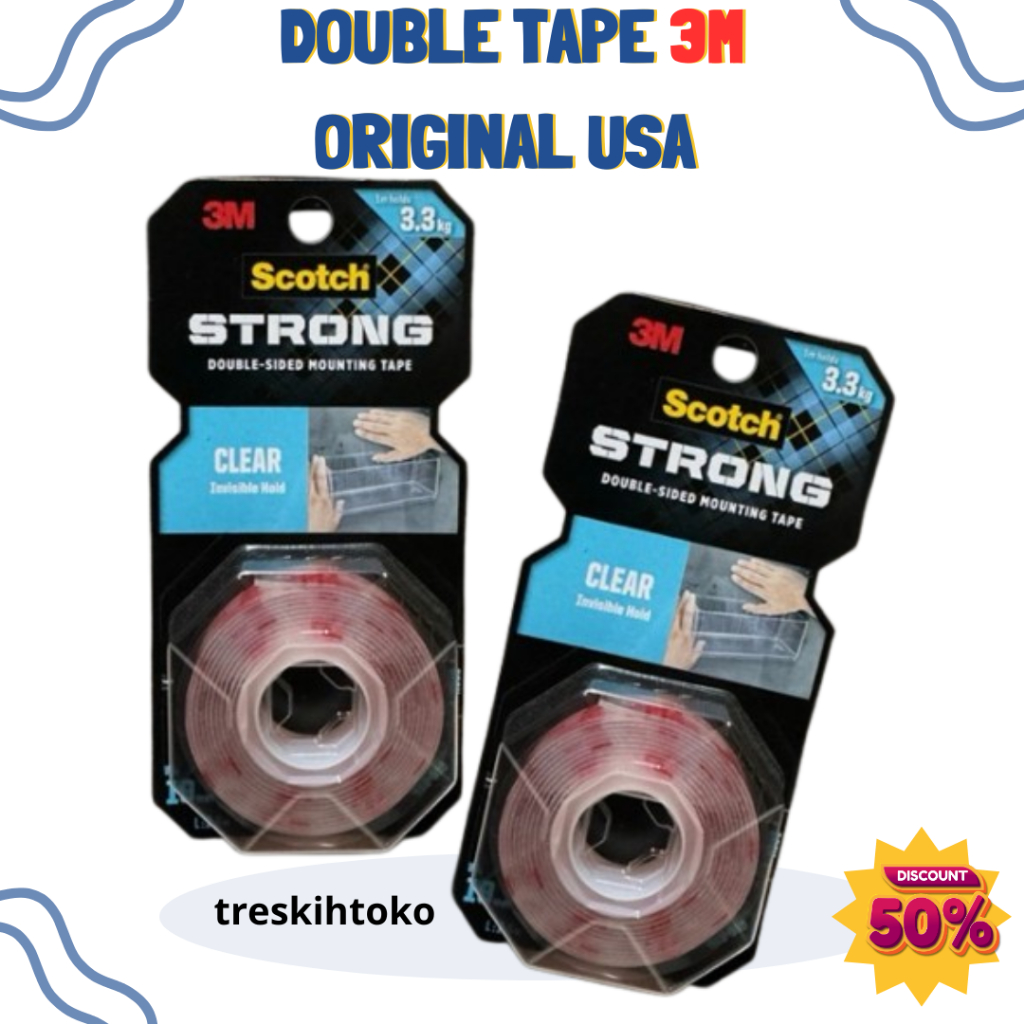 

Double Tape 3M Original USA / Mounting Tape Transparan 19mmx1.5m 410-S19 Super Kuat