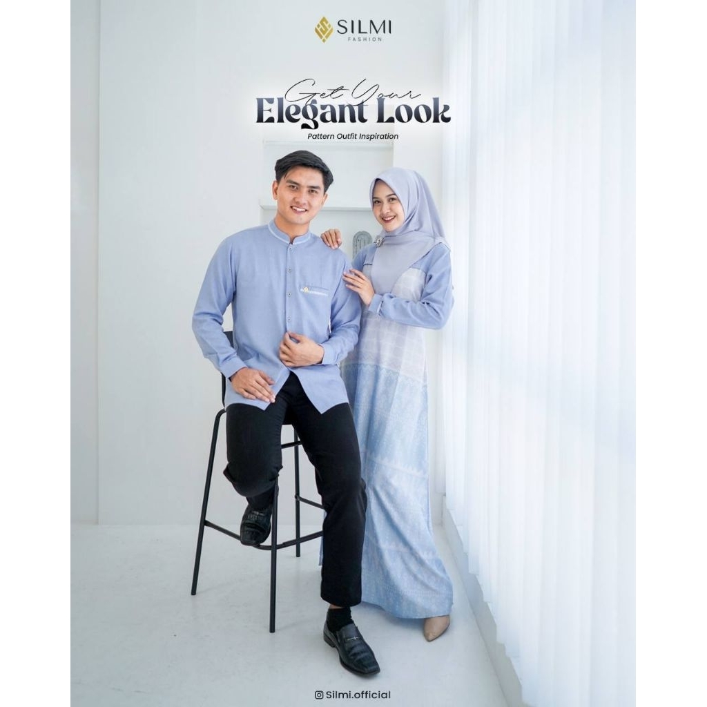 COUPLE SERAGAM IVAN & INARA SKY BLUE BY SILMI FASHION BAJU SET COUPLE KOKO & GAMIS WARNA BIRU LANGIT