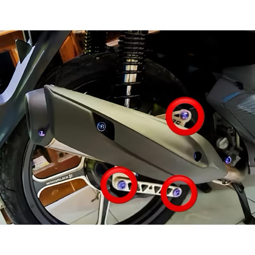 Baut Knalpot Aerox Nmax Titanium GR5 isi 3 baut