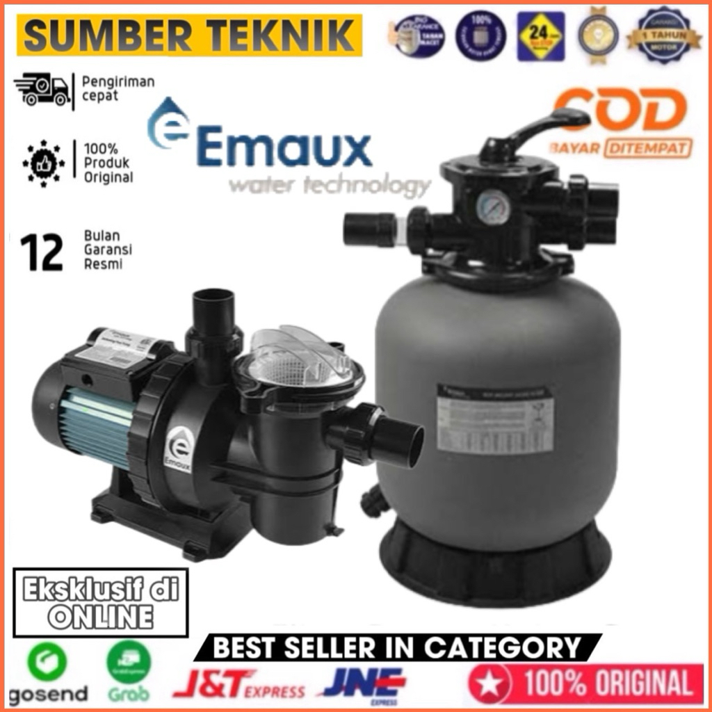 Pompa Emaux 3/4 HP Dan Filter Emaux Paket Kolam Renang Emaux
