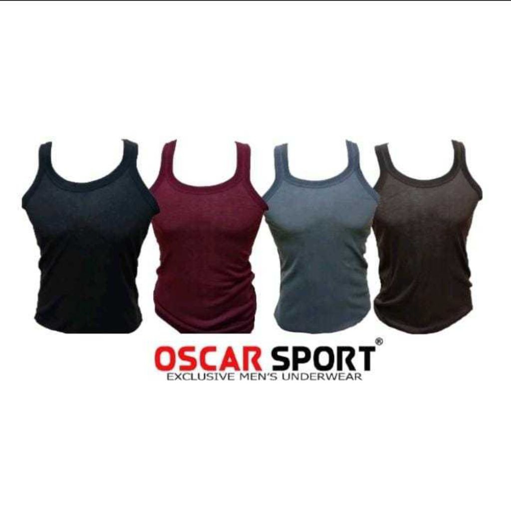 6pcs Kaos singlet Pria Dewasa remaja polos warna Singlet Oscar Tanpa lengan