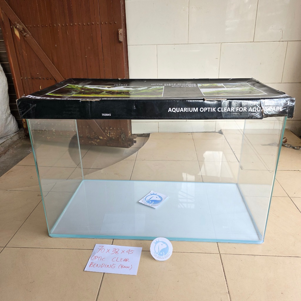 70X38X45 CM KACA 8MM TANK OPTIC CLEAR BENDING MELENGKUNG AQUARIUM AKUARIUM IKAN UKURAN 70 X 38 X 45 