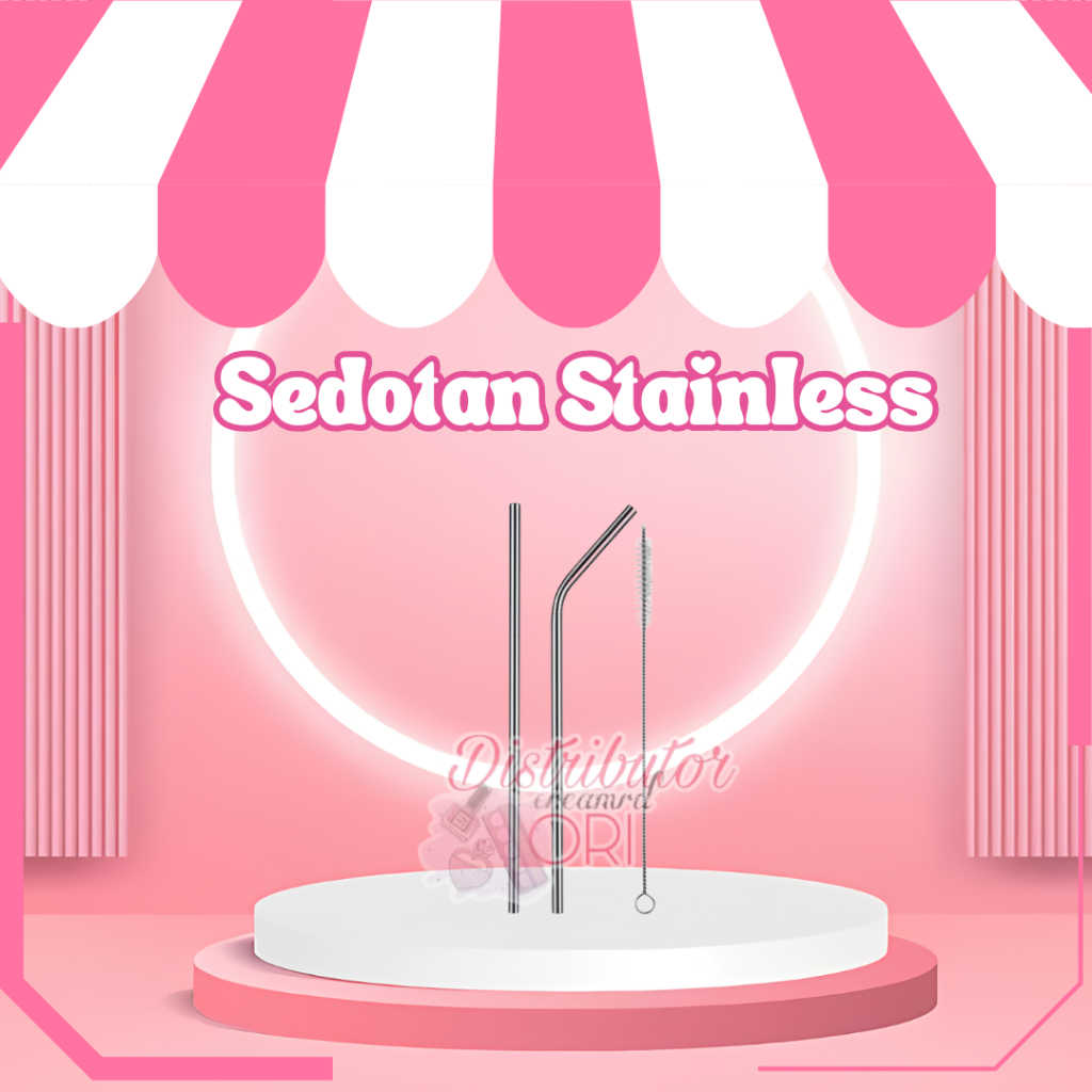 SEDOTAN STAINLESS PREMIUM Minuman Stainless Steel 3 in 1 SIkat Pembersih Per Set / stainless straw