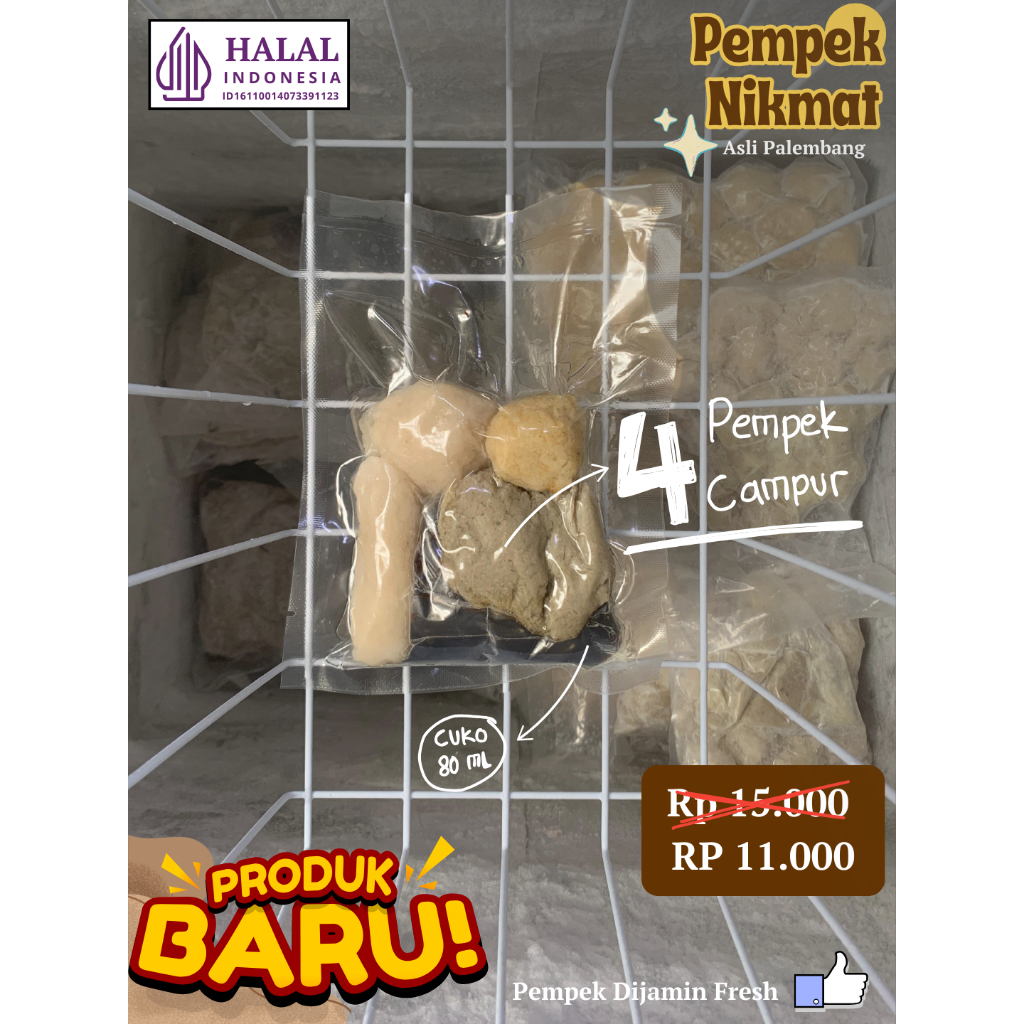 

4 Pempek Campur + cuko 80 ml - Asli Palembang [Pempek NikMat]