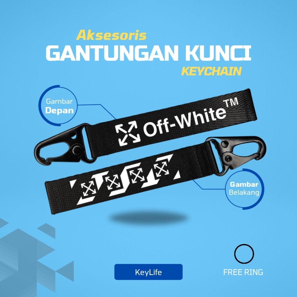 "OffWhite" GANTUNGAN KUNCI OFF WHITE | KEYCHAIN OFF WHITE | GANTUNGAN KUNCI MOTOR OFF WHITE