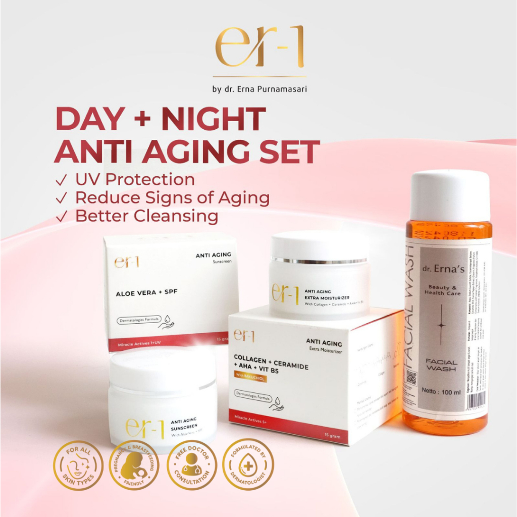 er-1 by dr. Erna Day & Night Cleanser Anti Aging Set 3 Pcs - Paket Skincare Kerutan - Night Cream
