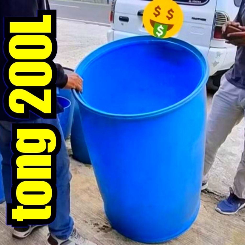 tong plastik 200 liter terbuka untuk tandon air, silase fermentasi  dll