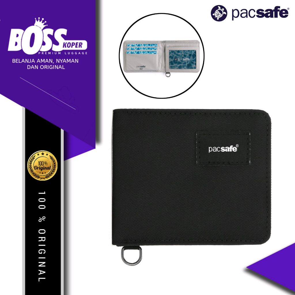 Dompet traveling RFID blocking protection identity PACSAFE wallet lipat original