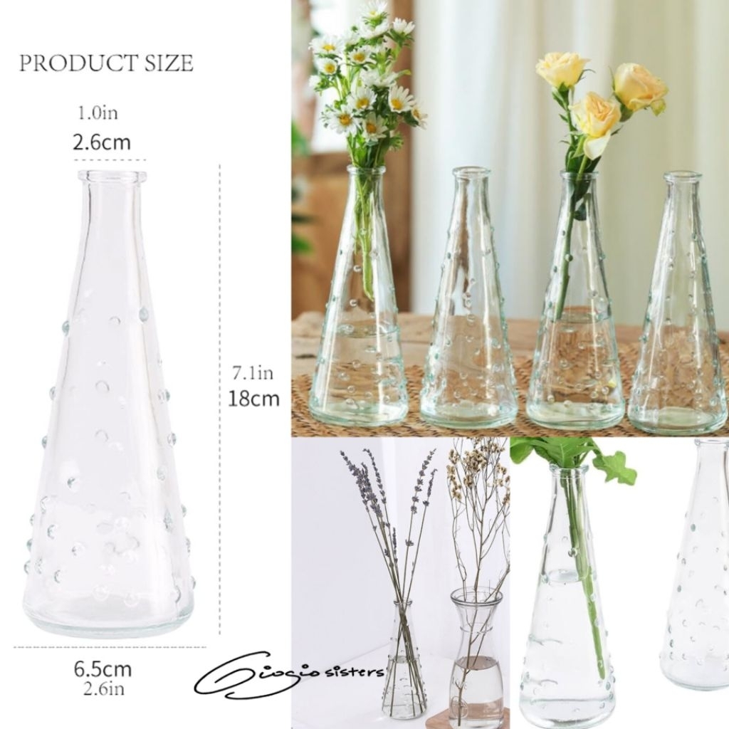 Vas Raindrop | Vas Kaca Tinggi Vas Aesthetic Vas Glass Bunga Nordic Vas Botol Flower Vas Table Decor